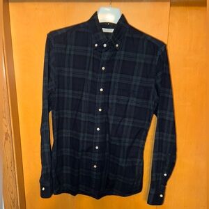 Gustin Navy and Green Plaid Men's Shirt
